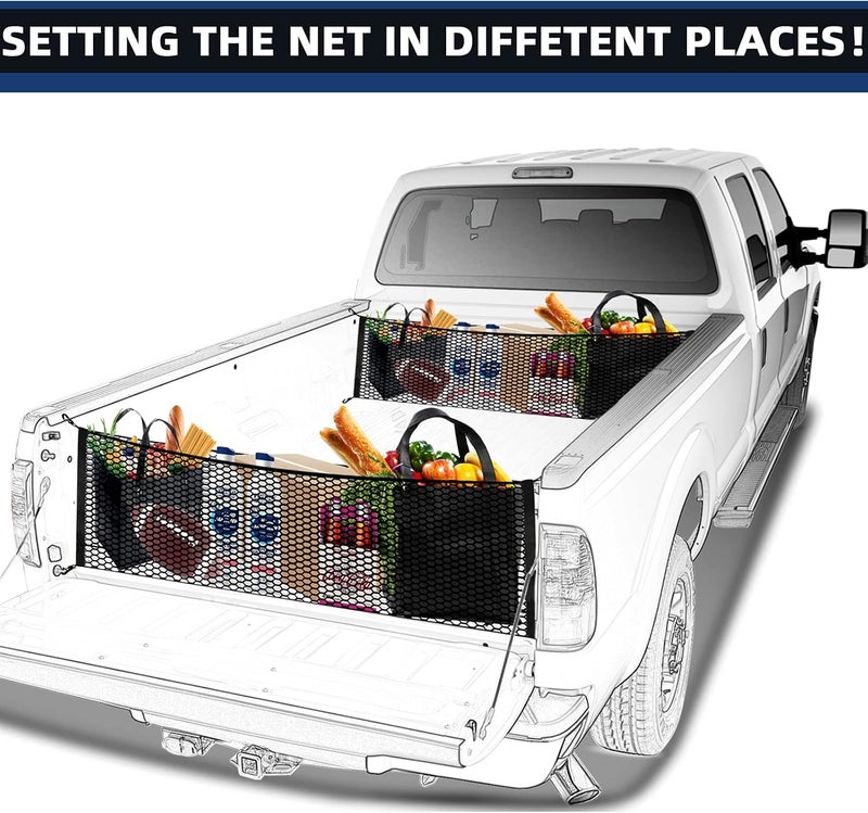 MOJIOO Truck Bed Cargo Net,Cargo Storage Elastic Mesh Net Organizer with Hooks,Pickup Truck Bed Grocery Holder with Hooks - Image 5